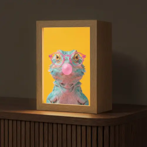 Kameleon - Kauwgom - Kleurrijk Light Box met kabel (Tafellamp) klein -z3d_website