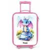 Baby draak op blauwe auto in bosrijk landschap Kinderkoffer - Roze klein -zz3dotto