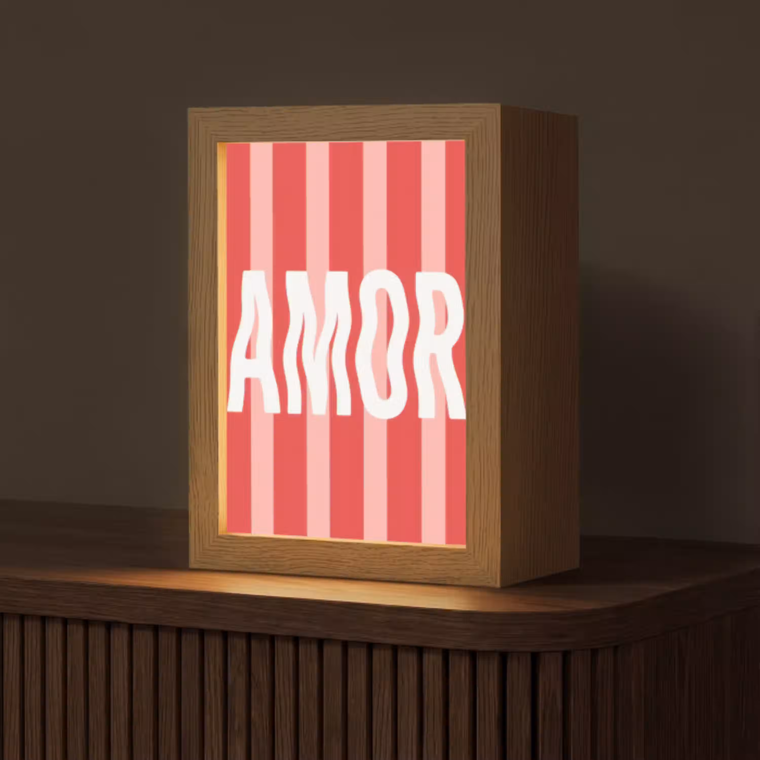 Amor - Strepen - Rood - Roze Light Box met kabel (Tafellamp) klein -z3d_website