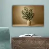 Vaas - Olijftakken - Bladeren - Beige canvas 2cm klein -sfeer4