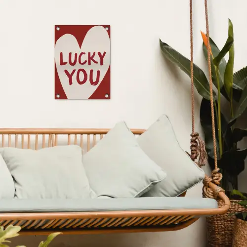 Lucky - Hart - Rood tuinposter los doek klein -sfeer7