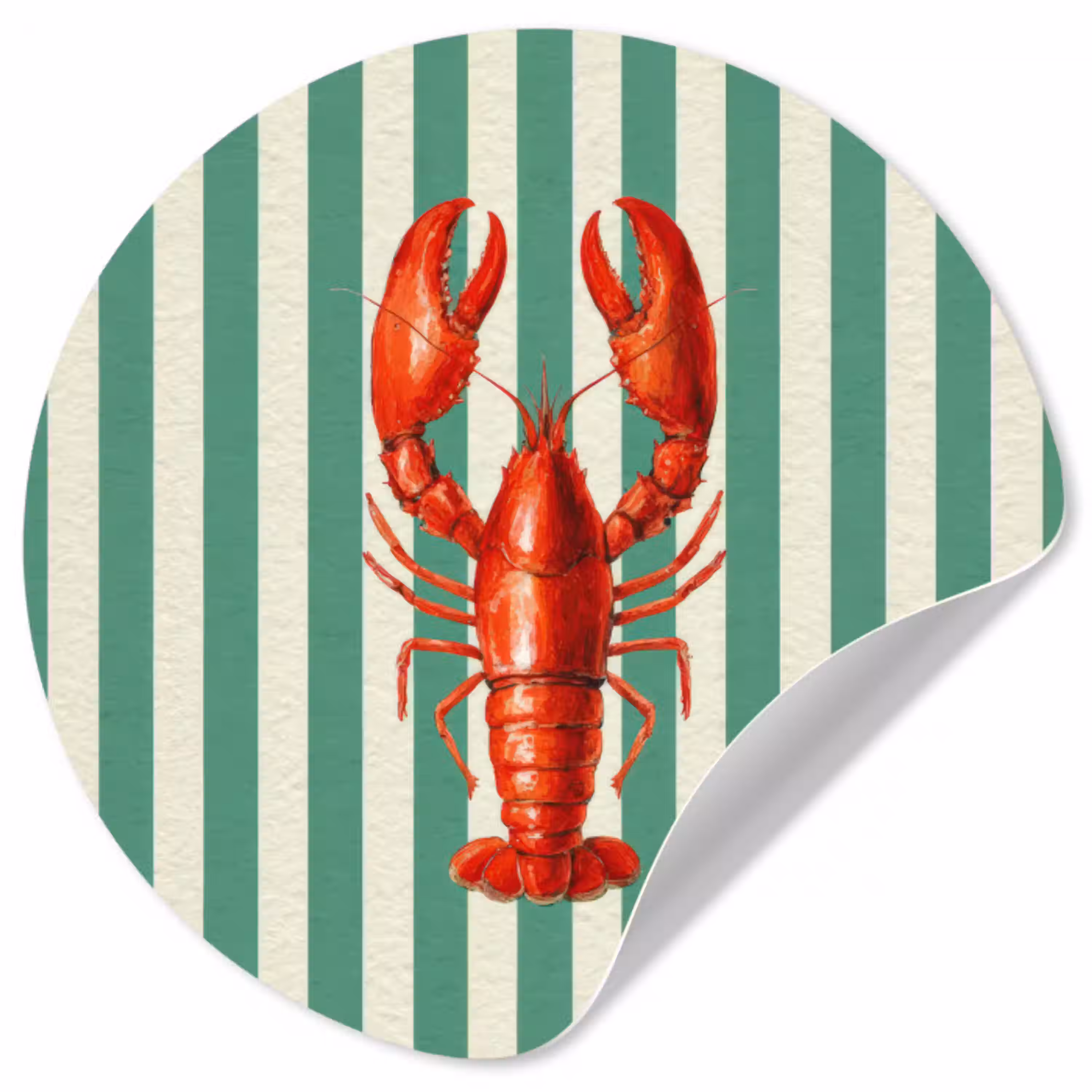 Kreeft - Strepen - Realistisch - Zomers Wandcirkel behangsticker middel -3d