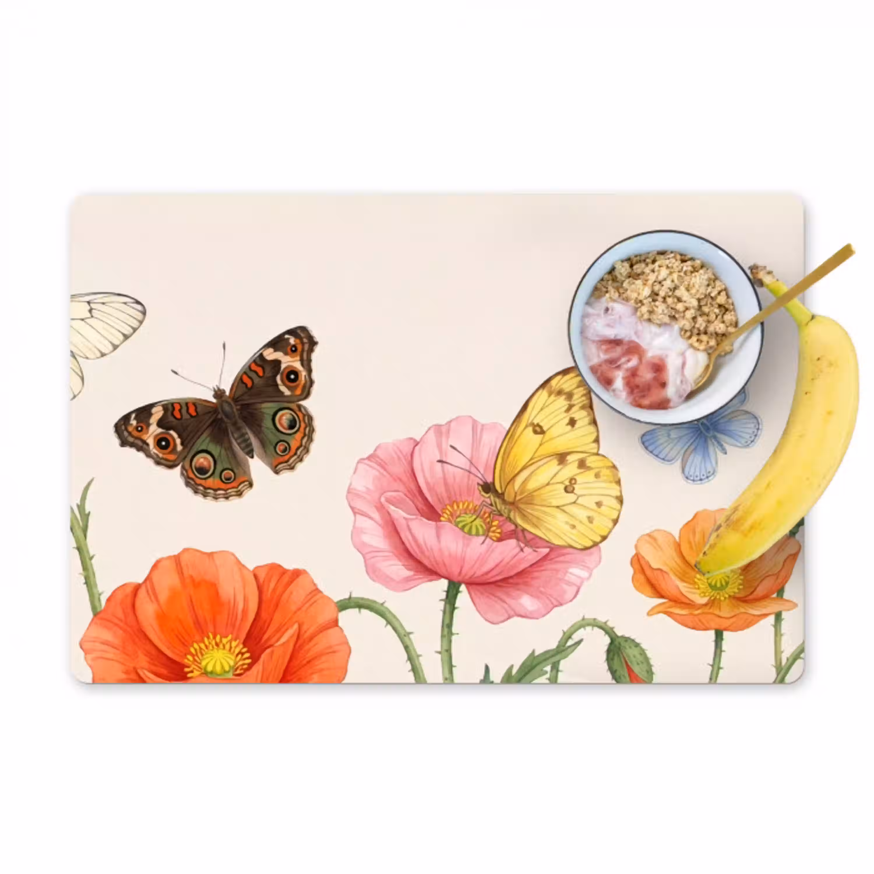 Vlinders - Klaprozen - Illustratie - Kleurrijk Placemat vinyl groot -zzzproduct_Kitchenyeah-website