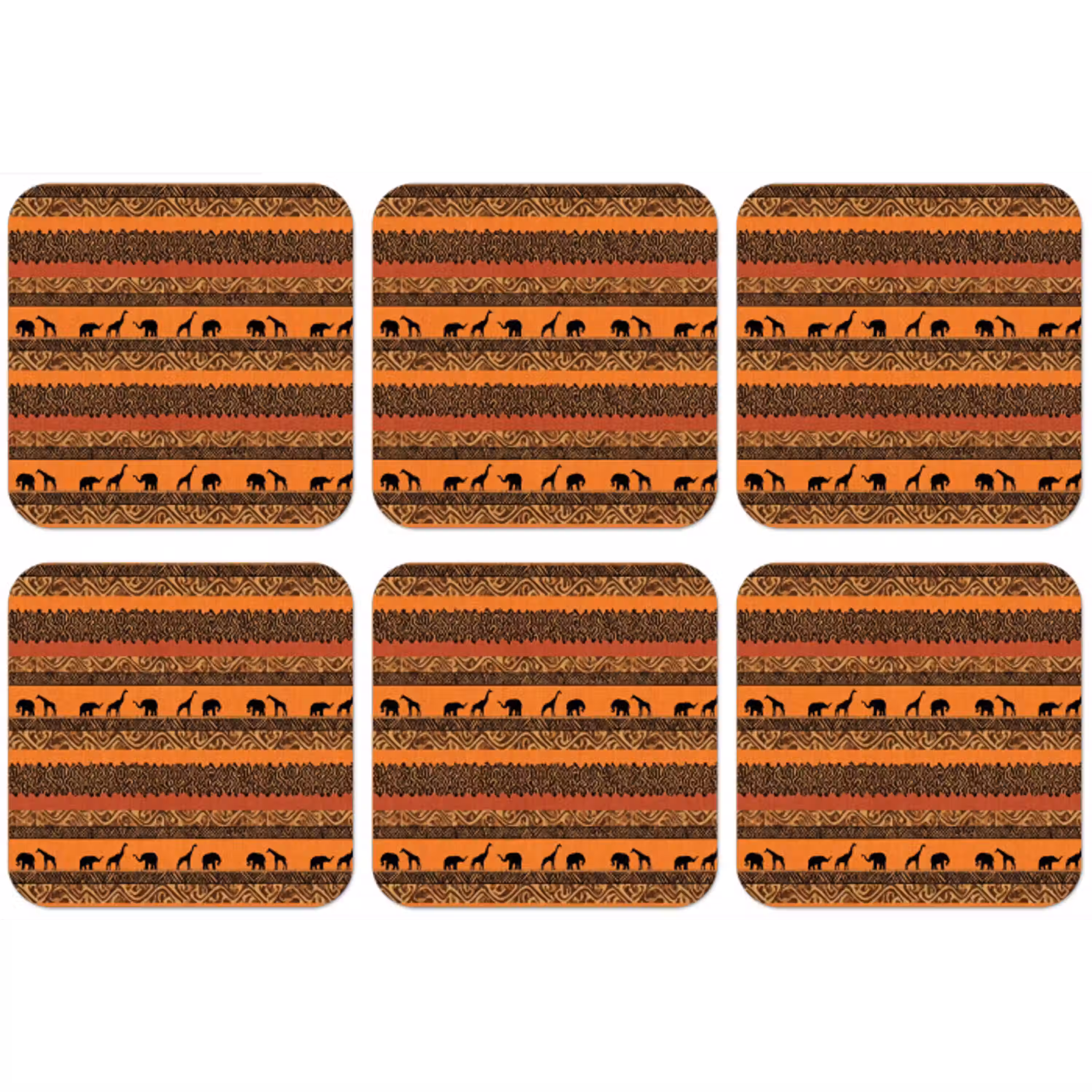 Oranje - Safari - Afrikaans - Dieren - Patroon onderzetter kurk middel 366 -zkaufland3dotto