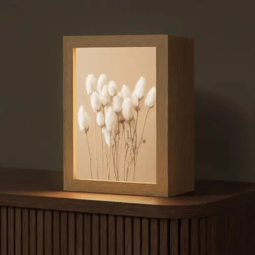Bloemen - Planten - Bruin - Pastel Light Box met kabel (Tafellamp) klein -z3d_website