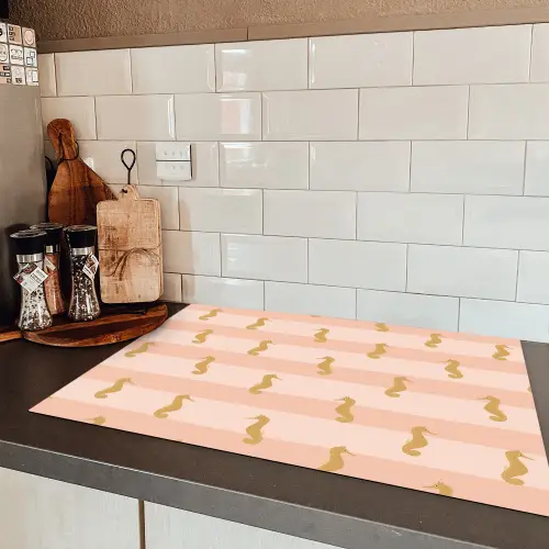 Zee - Dieren - Roze - Zeepaardje Inductie beschermer vinyl 3mm klein 276 -sfeer3