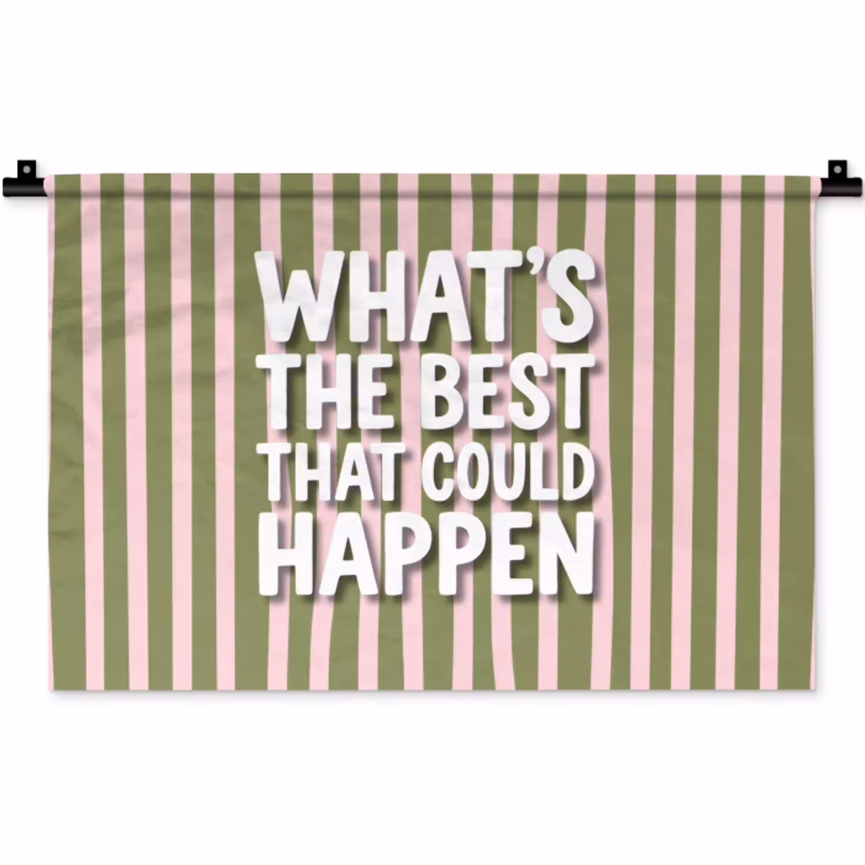 What's the best that could happen - Strepen - Groen - Roze Wandkleed katoen klein -zz3d