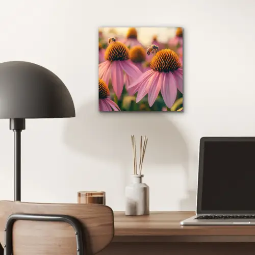 Bloemen - Paars - Bijen aluminium wit klein -sfeer5