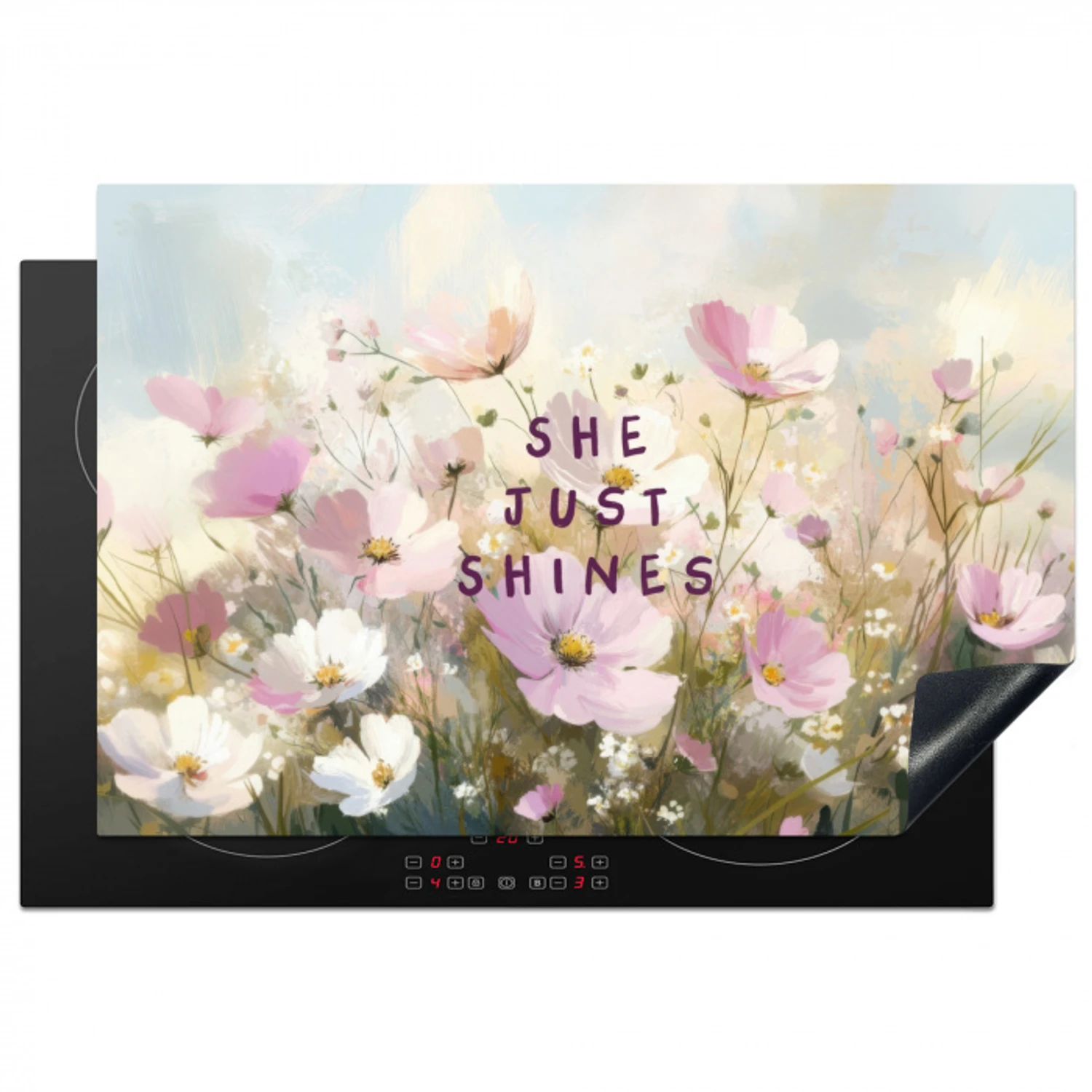 Quote - Bloemen - Schilderachtig Inductie beschermer vinyl 3mm klein -3d