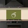 Lijntekening - Appel - Olijfgroen - Blaadje keuken achterwand spatscherm klein -sfeer1