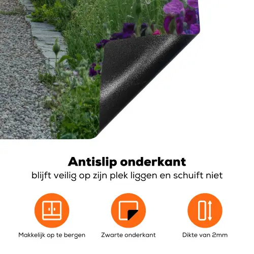 Doorkijk - Landschap - Natuur - Tuinboog - Bloemen Inductie beschermer vinyl 3mm middel -zzzzzzz-td-werking