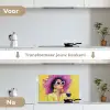 Vrouw - Hoed - Paars - Wijn keuken achterwand spatscherm klein -voor_na_NL