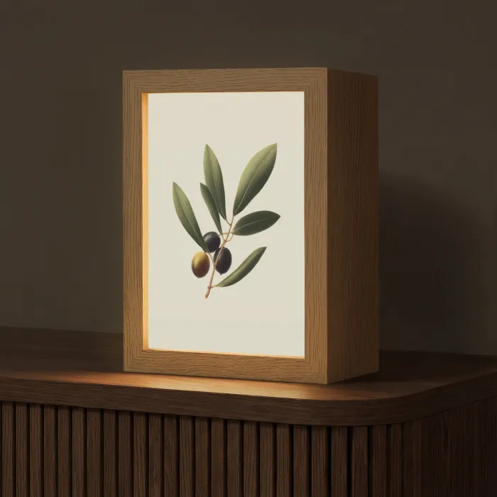 Olijftak - Donkergroen - Olijven Light Box met kabel (Tafellamp) klein -z3d_website