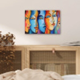 Hoofd - Olieverf - Schilderij - Kleurrijk aluminium wit klein -sfeer3