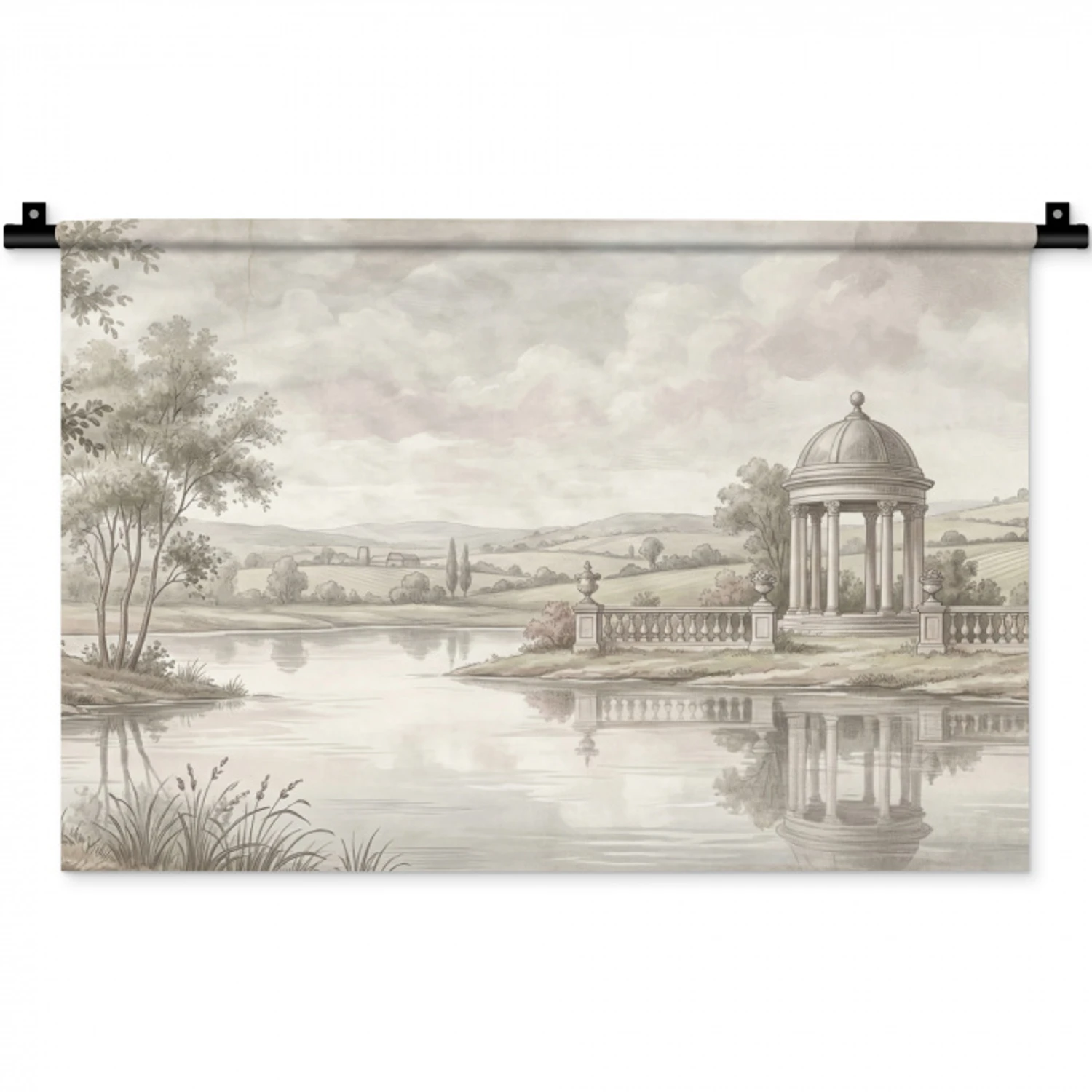 Landschap - Water - Natuur - Sepia Wandkleed katoen klein -zz3d