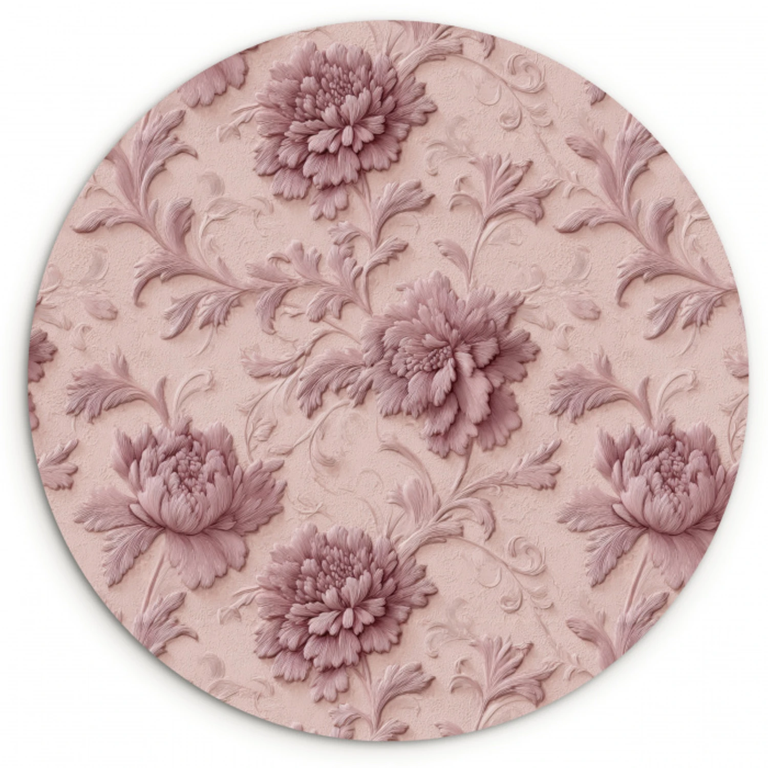 Reliëf - Pioenrozen - Roze Wandcirkel kunststof plaat 5mm dik klein 188 -3d