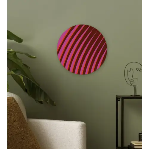 Lijnen - Rood - Beweging Wandcirkel kunststof plaat 5mm dik klein -sfeer3