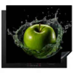 Appel - Groen - Fruit - Water - Zwart Inductie beschermer vinyl 3mm middel -3d
