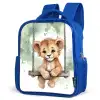 Leeuw - Dier - Kinderen - Jungle Kinderrugzak - Blauw middel -schuin
