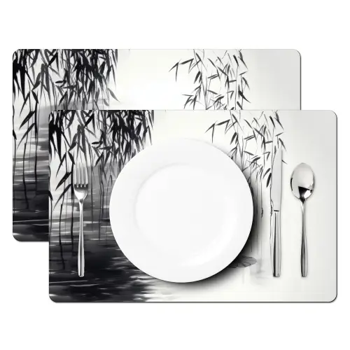 Eenden - Waterlelies - Riet - Zwart Placemat vinyl groot -zzsfeer2_Kitchenyeah-website