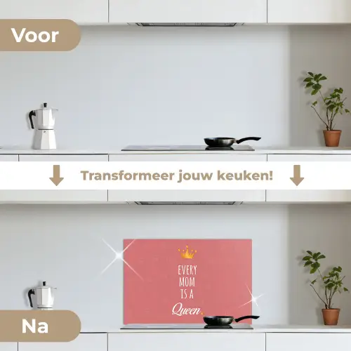Spreuken - Every mom is a queen - Quotes - Mama keuken achterwand spatscherm klein -voor_na_NL