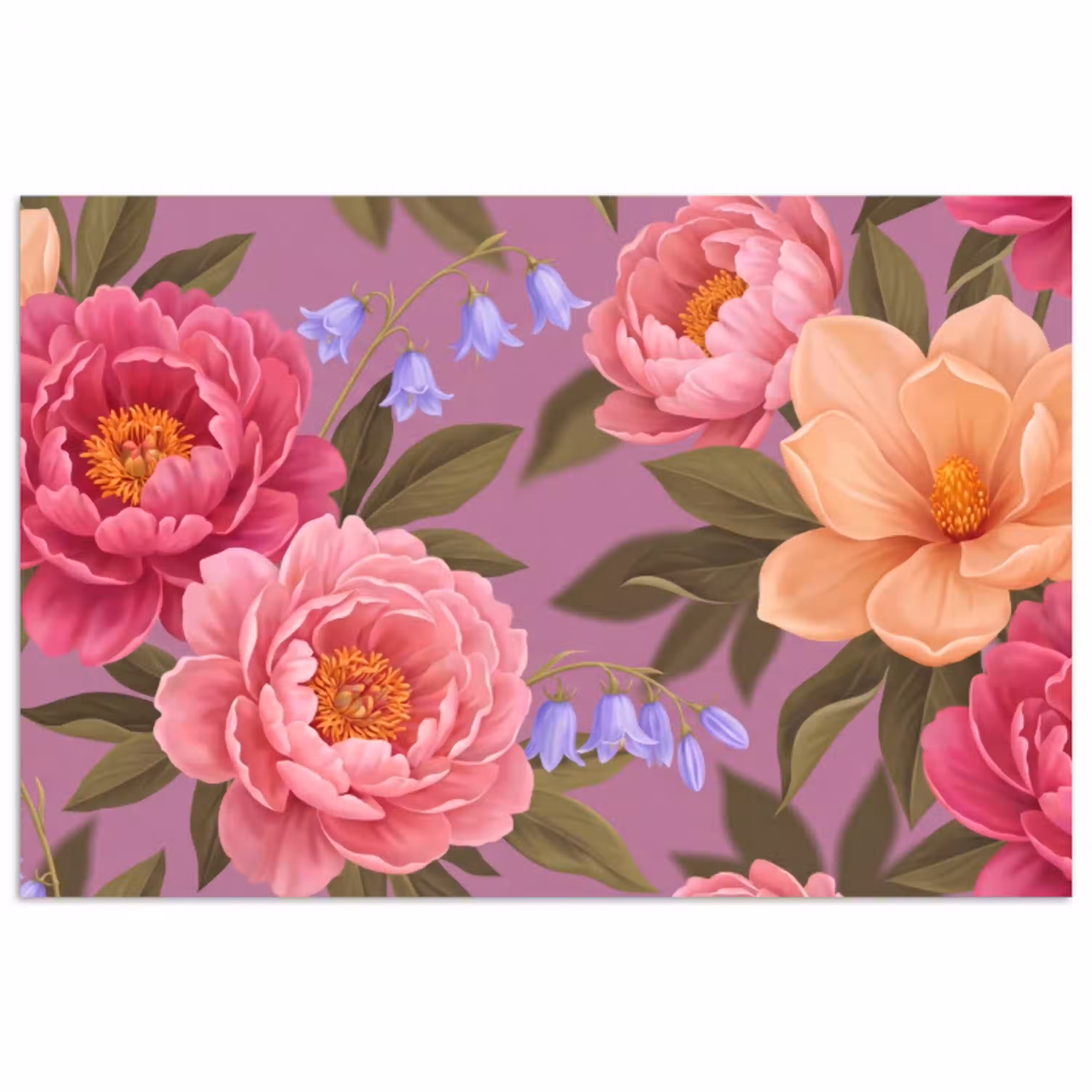 Bloemen - Patroon - Illustratie - Roze poster papier klein -3d
