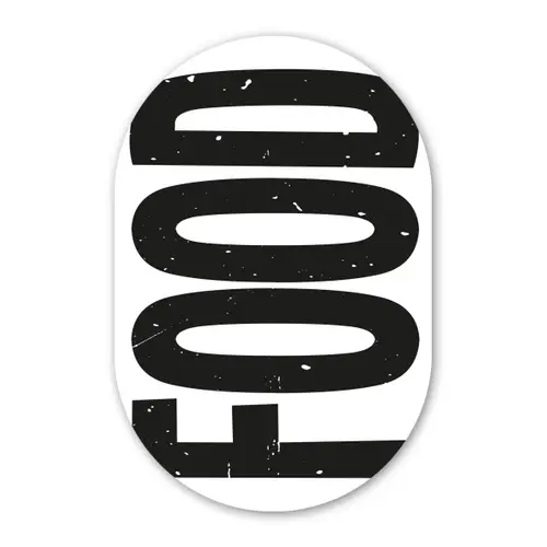 Food - Zwart - Wit - Decoratie Wandcirkel Ovaal Glas middel -3d