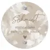 Beigefarbene Blumen - Elegant Naambord Rond klein -3d