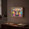 Graffiti - Schotse hooglander - Koe - Kleurrijk Light Box met batterij (Wandlamp) middel -sfeer1