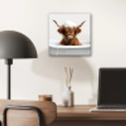 Schotse Hooglander - Bad - Koe - Dieren - Schuim aluminium wit klein -sfeer5