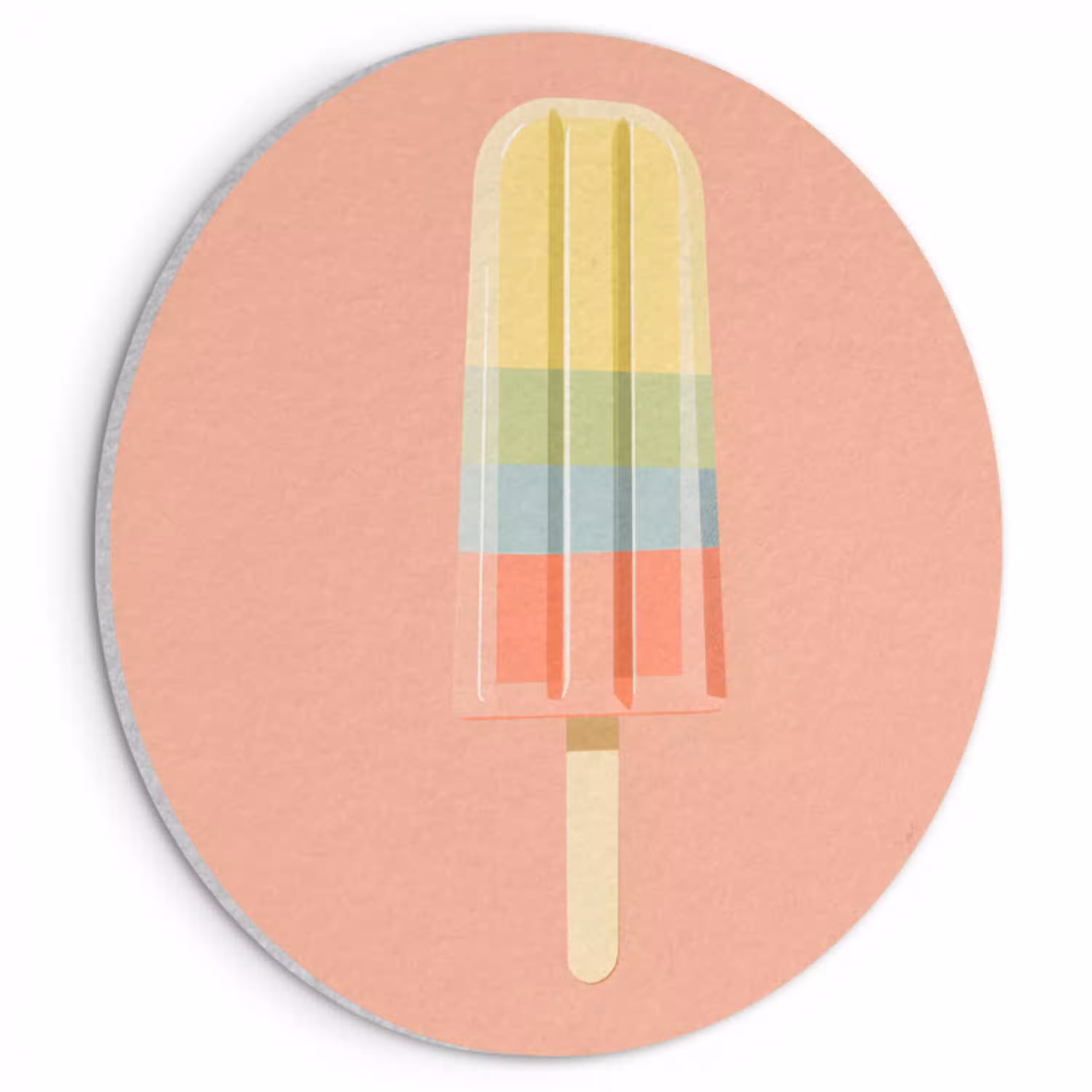Waterijsje - Pasteltinten - Minimalistisch Akoestische PET Vilt - Rond klein -3d