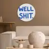 Blauw - Quote - Wit Akoestische PET Vilt - Rond klein -sfeer1