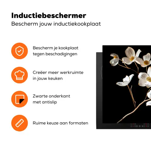 Elegantie in Ivoor en Goud Inductie beschermer vinyl 3mm klein -zzzzzzz-td-ups