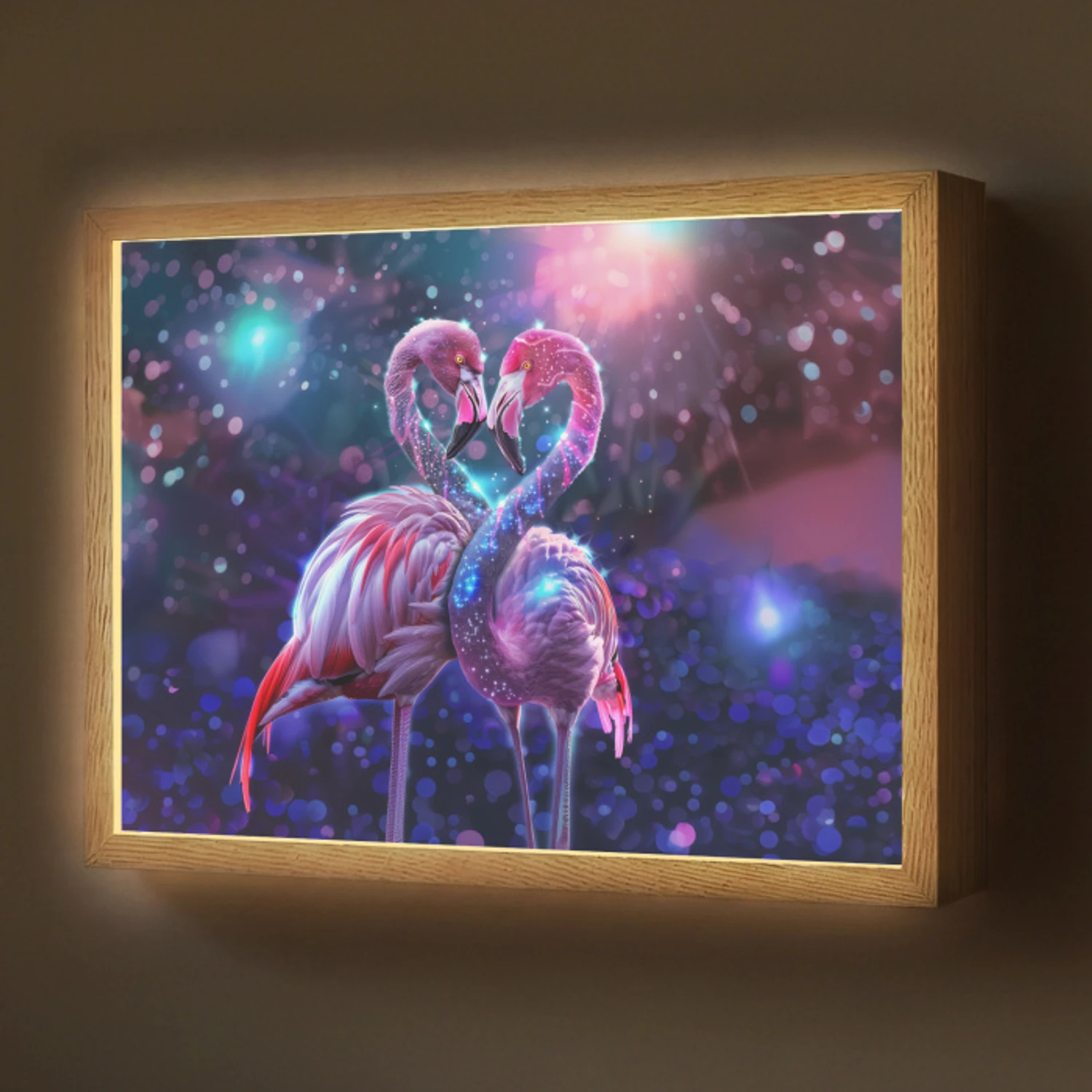 Flamingo's - Dieren - Ruimte - Galaxy Light Box met batterij (Wandlamp) middel -z3d_website