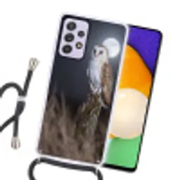 Kerkuil - Maan - Nacht Hoesje Samsung Galaxy A52 5G met koord klein -sfeer1