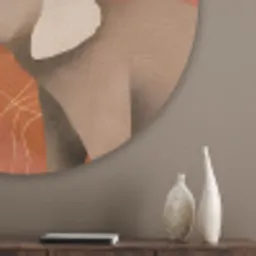 Olifanten - Oranje - Abstract Akoestische PET Vilt - Rond klein -sfeer5_closeup