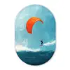 Kitesurfer - Oranje - Zee - Lucht Wandcirkel Ovaal Forex klein -3d
