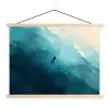 Zee - Silhouet - Abstract - Blauw textielposter latten blank klein -3d