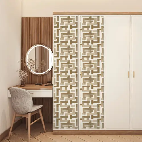 Geometrisch - Retro - Bruin deurposter klein 289 -sfeer3