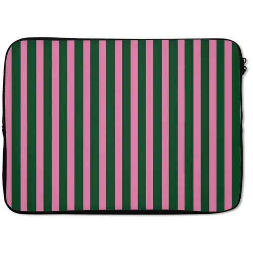 Verticale strepen - Groen - Roze laptophoes neopreen klein 279 -zkaufland3dotto