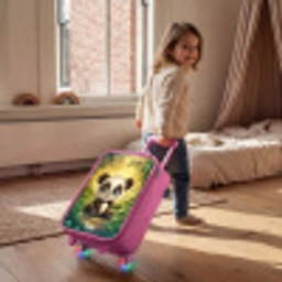 Panda - Bamboebos - Groen Kinderkoffer - Roze klein -sfeer1