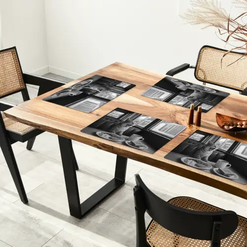 Kat - Koffie - Brood - Zwart Placemat vinyl groot -zzsfeer4_Kitchenyeah-website