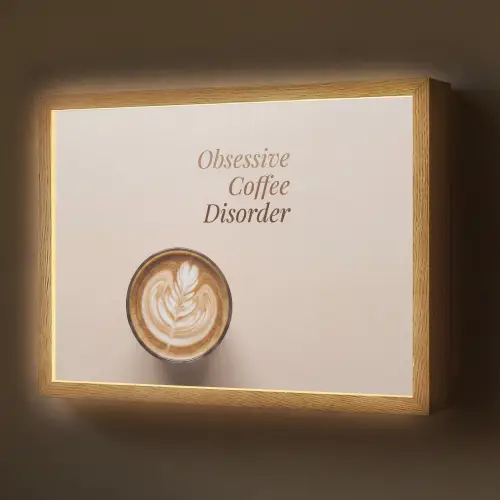 Koffie - Obessive Coffee Disorder - Beige Light Box met batterij (Wandlamp) middel -z3d_website