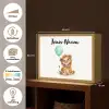Leeuw - Baby dier - Blauwe ballon Light Box met batterij (Wandlamp kind) middel -USP_websiteoverzichtNL