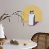 Glazen - Fles - Illustratie - Melk Wandcirkel behangsticker klein -sfeer3