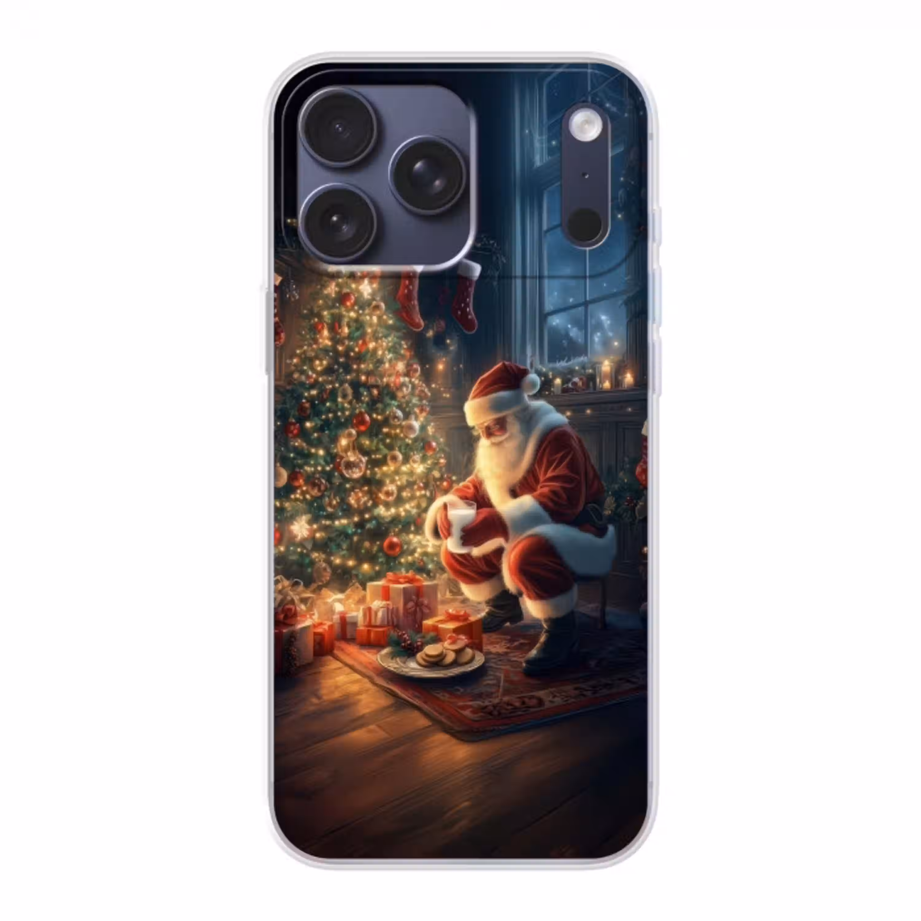 Kerstman - Haard - Donker Telefoonhoesje iPhone 17 Pro Max klein -3d