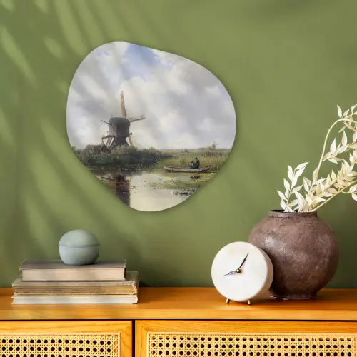 Molen - Willem Roelofs - Oude meesters - Kunst Wandcirkel Organisch Forex 3mm klein -sfeer2