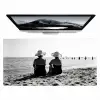 Vrouwen - Zonnehoed - Strand - Zwart - Wit Muismat XXL klein -zzz3d