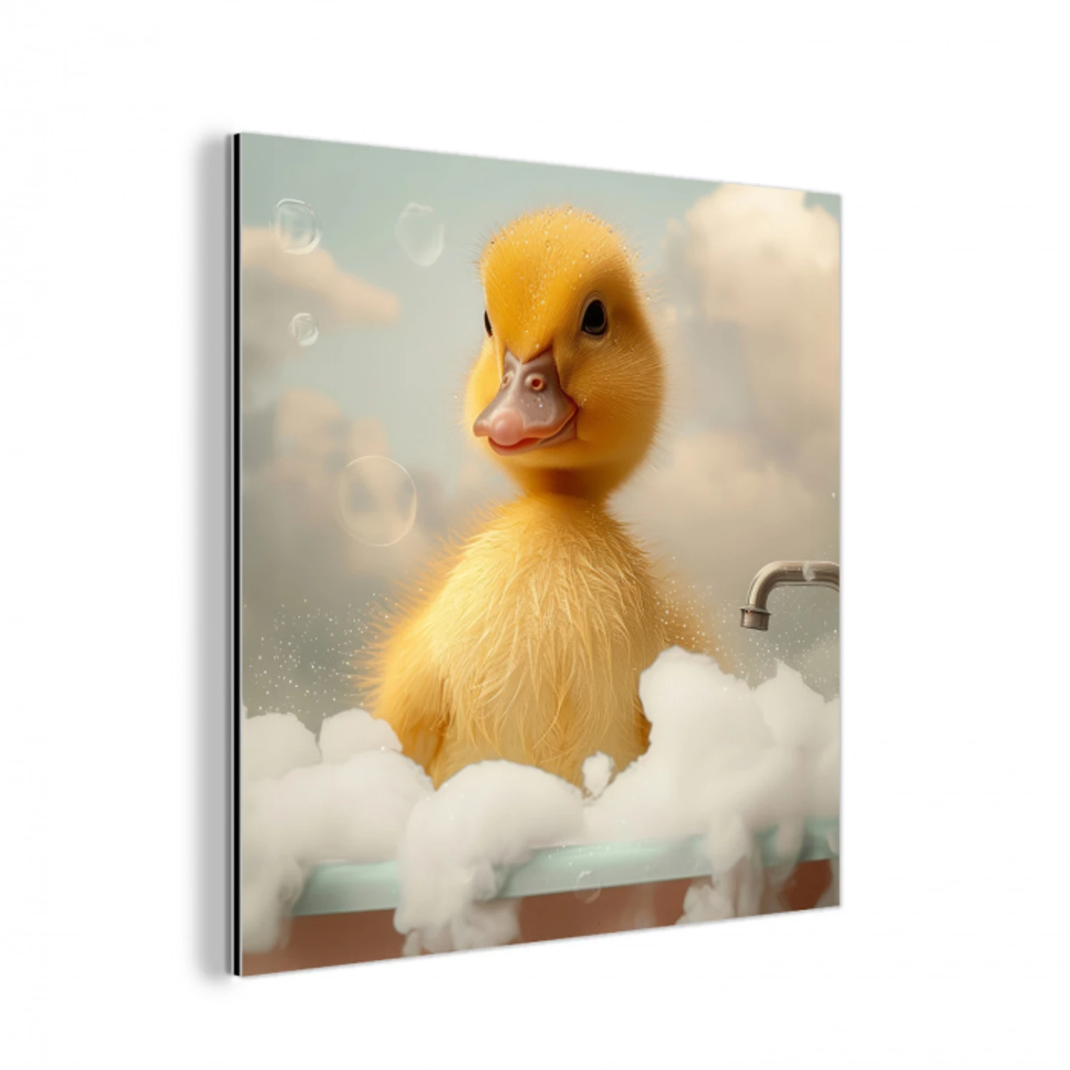 Kuiken - Eend - Bad - Schuim - Dieren aluminium wit klein -3d