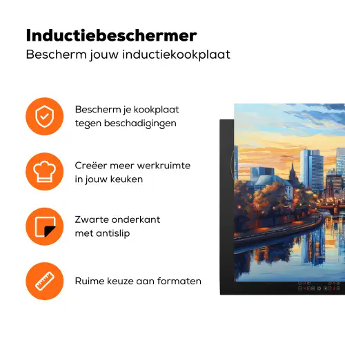 Zonsondergang Frankfurt - Stad - Skyline - Water Inductie beschermer vinyl 3mm klein -zzzzzzz-td-ups